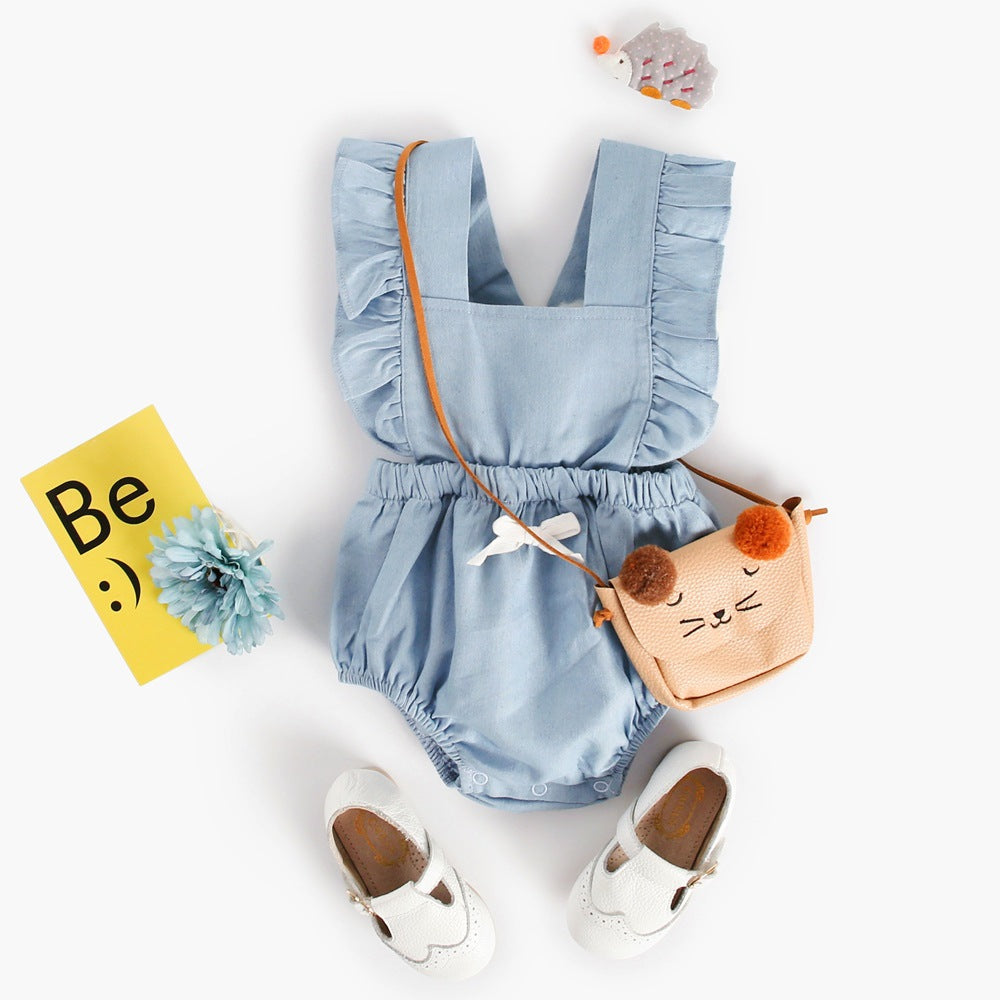 Little girl denim sleeveless vest